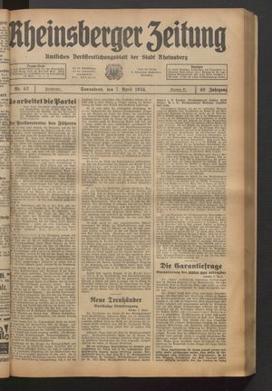 Rheinsberger Zeitung vom 07.04.1934