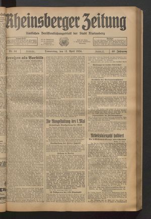 Rheinsberger Zeitung on Apr 12, 1934