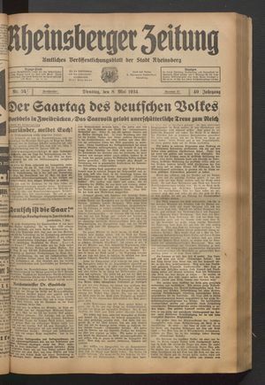 Rheinsberger Zeitung on May 8, 1934