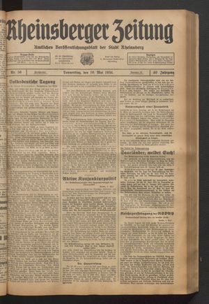 Rheinsberger Zeitung vom 10.05.1934