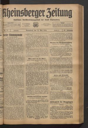 Rheinsberger Zeitung vom 12.05.1934
