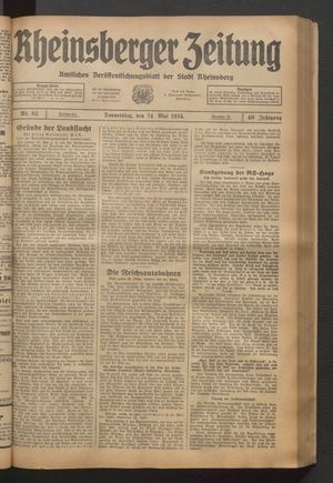 Rheinsberger Zeitung vom 24.05.1934