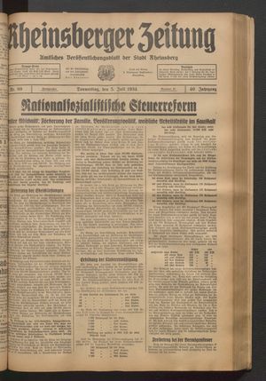 Rheinsberger Zeitung vom 05.07.1934