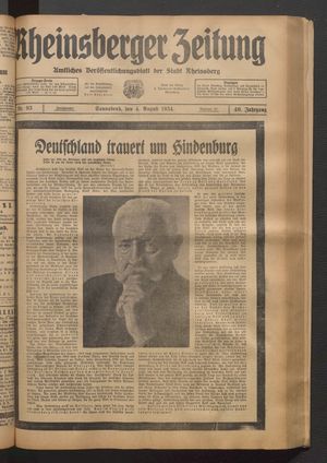 Rheinsberger Zeitung vom 04.08.1934