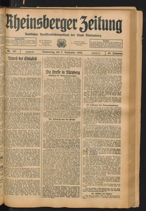 Rheinsberger Zeitung vom 06.09.1934
