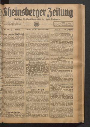 Rheinsberger Zeitung vom 11.09.1934