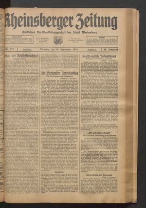 Rheinsberger Zeitung vom 18.09.1934