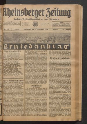 Rheinsberger Zeitung vom 29.09.1934