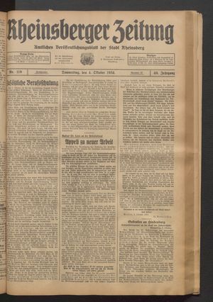 Rheinsberger Zeitung vom 04.10.1934