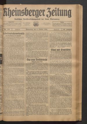 Rheinsberger Zeitung on Oct 6, 1934