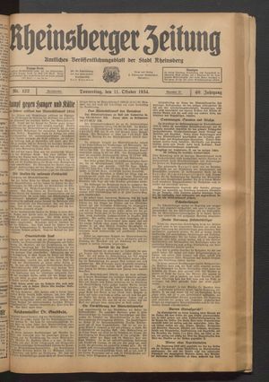 Rheinsberger Zeitung vom 11.10.1934