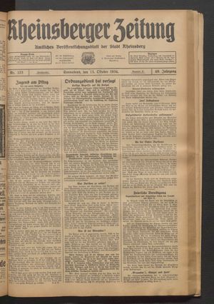 Rheinsberger Zeitung vom 13.10.1934