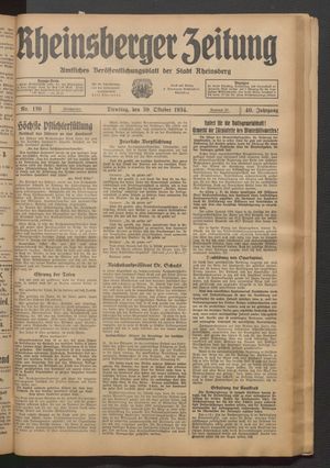 Rheinsberger Zeitung vom 30.10.1934