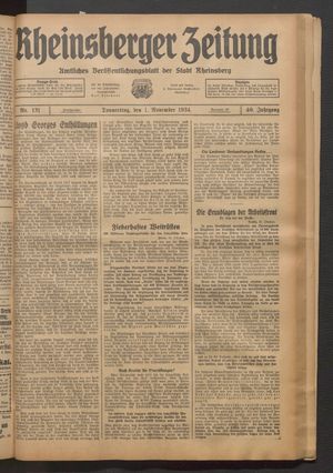 Rheinsberger Zeitung vom 01.11.1934