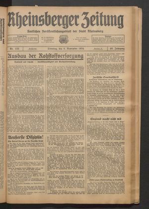 Rheinsberger Zeitung vom 06.11.1934