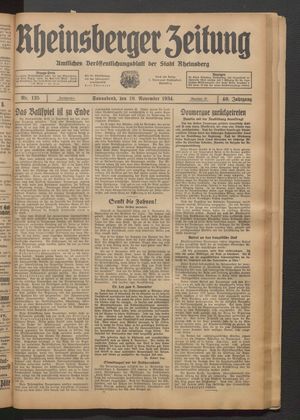 Rheinsberger Zeitung vom 10.11.1934