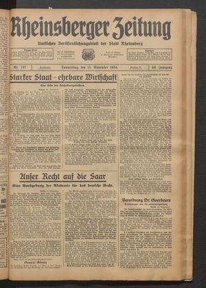 Rheinsberger Zeitung vom 15.11.1934