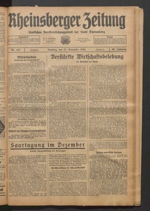 Rheinsberger Zeitung vom 27.11.1934