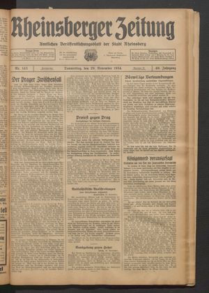 Rheinsberger Zeitung vom 29.11.1934