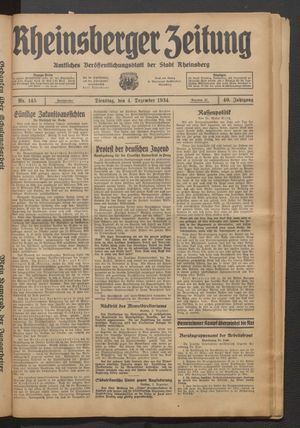Rheinsberger Zeitung vom 04.12.1934