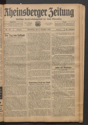 Rheinsberger Zeitung on Dec 8, 1934