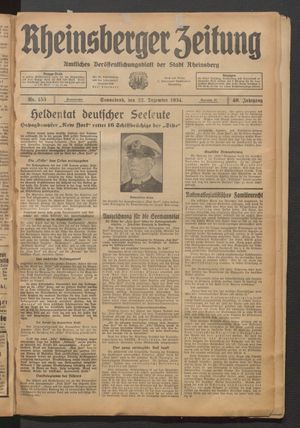 Rheinsberger Zeitung vom 22.12.1934