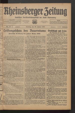 Rheinsberger Zeitung vom 29.01.1935