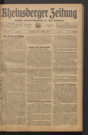 Rheinsberger Zeitung on Mar 5, 1935