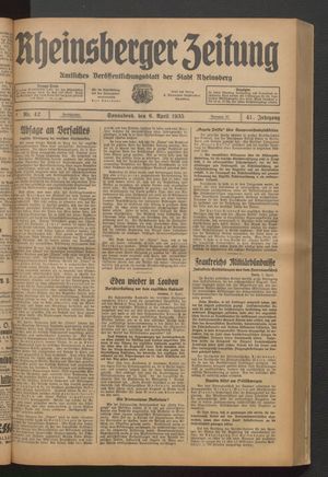 Rheinsberger Zeitung vom 06.04.1935