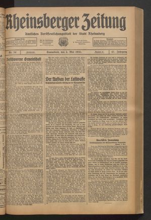 Rheinsberger Zeitung vom 04.05.1935