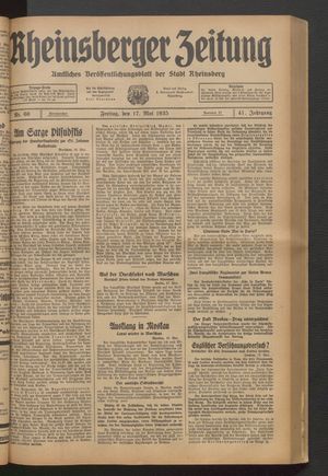 Rheinsberger Zeitung vom 17.05.1935