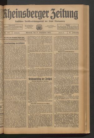 Rheinsberger Zeitung vom 11.09.1935