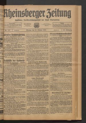 Rheinsberger Zeitung vom 21.10.1935