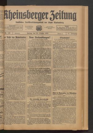 Rheinsberger Zeitung vom 25.10.1935