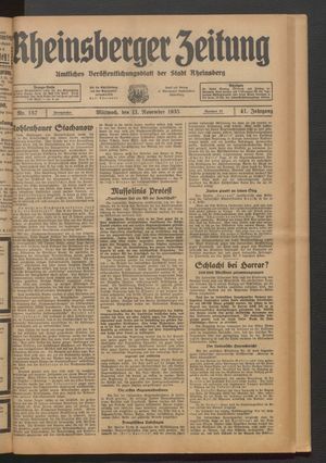 Rheinsberger Zeitung vom 13.11.1935