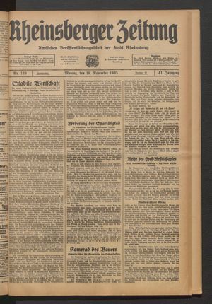 Rheinsberger Zeitung vom 18.11.1935