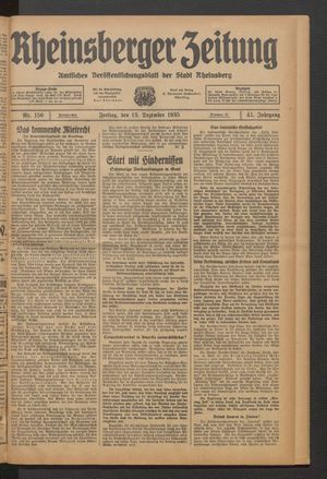 Rheinsberger Zeitung vom 13.12.1935