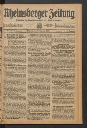 Rheinsberger Zeitung vom 18.12.1935