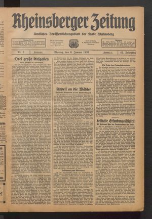 Rheinsberger Zeitung vom 06.01.1936