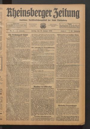 Rheinsberger Zeitung vom 10.01.1936
