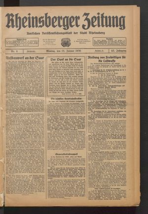 Rheinsberger Zeitung vom 13.01.1936