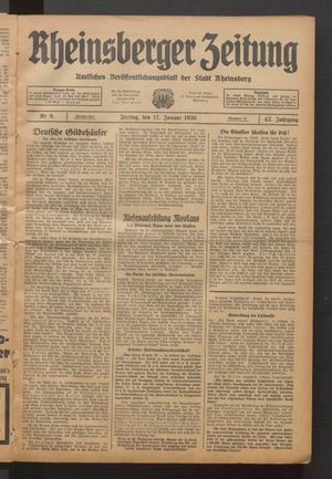 Rheinsberger Zeitung vom 17.01.1936