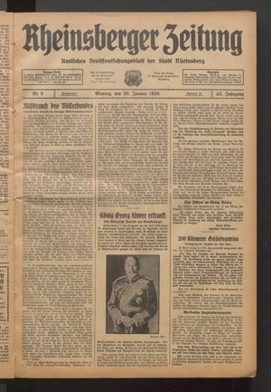 Rheinsberger Zeitung vom 20.01.1936