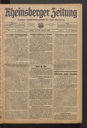 Rheinsberger Zeitung vom 24.01.1936