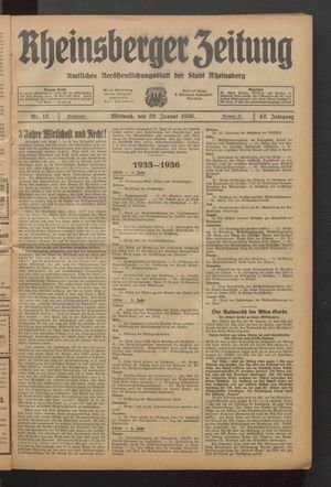 Rheinsberger Zeitung vom 29.01.1936