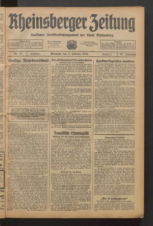 Rheinsberger Zeitung vom 05.02.1936
