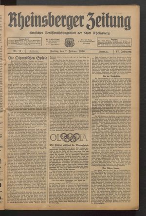 Rheinsberger Zeitung vom 07.02.1936