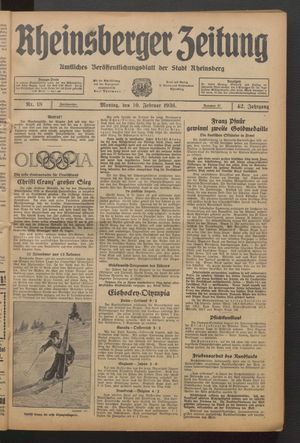 Rheinsberger Zeitung vom 10.02.1936