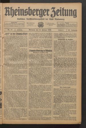Rheinsberger Zeitung vom 12.02.1936
