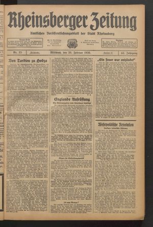 Rheinsberger Zeitung vom 26.02.1936